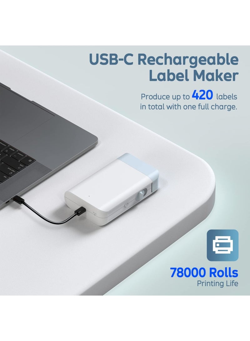 SYOSI Label Maker Machine with Tape, Portable Mini Bluetooth WP9510 Lable Printer, Rechargeable Thermal Label Printer, Compatible with Android iOS, Label Makers for Teacher Supplies, Home, Officea - Image 4