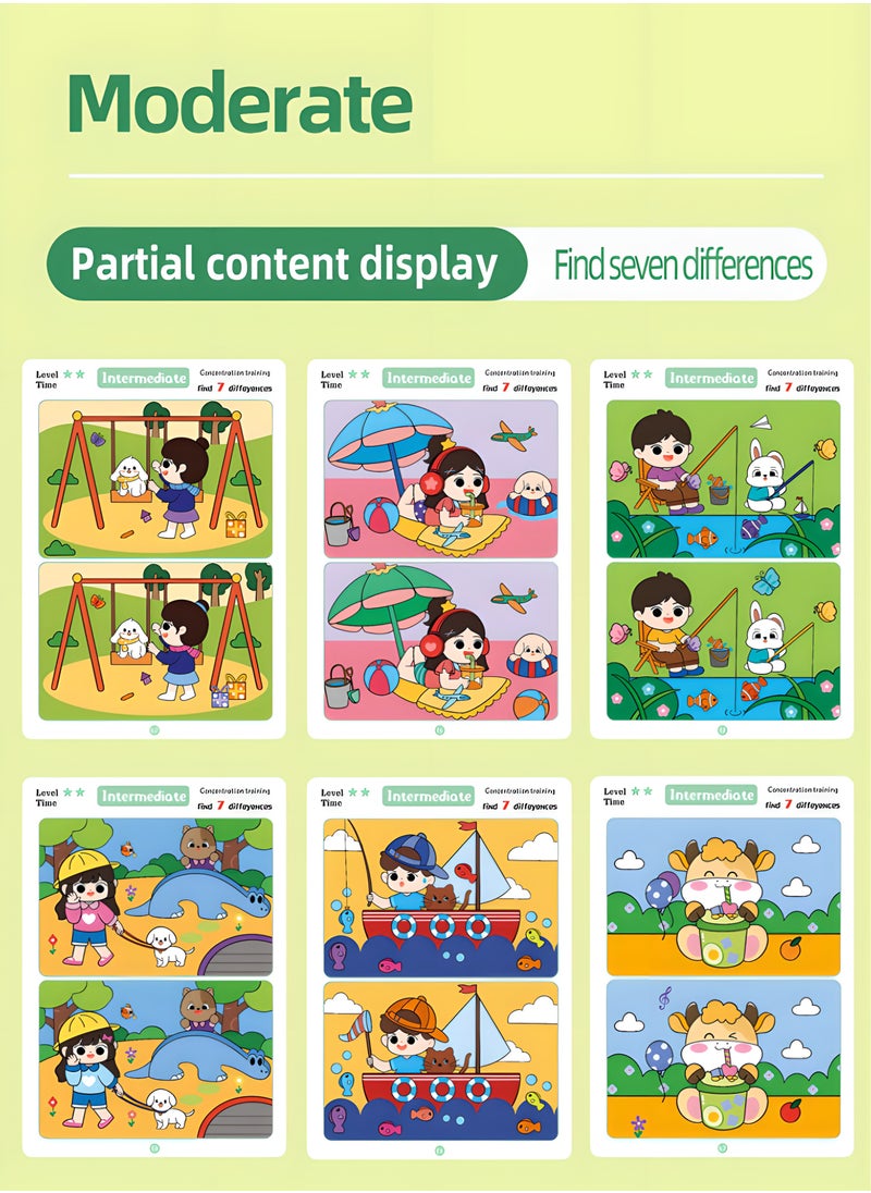 LIXADA A Fun Focus Training Game Where You Find The Differences in Pictures, Educational Materials That Allow You to Identify The Discrepancies, And Erasable Picture Cards. Fun game for Kids Age 3-6 (Pen& Eraser colors random)  - Image 5