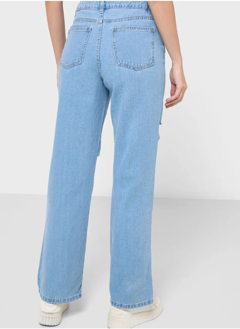 boohoo High Waist Ripped Jeans