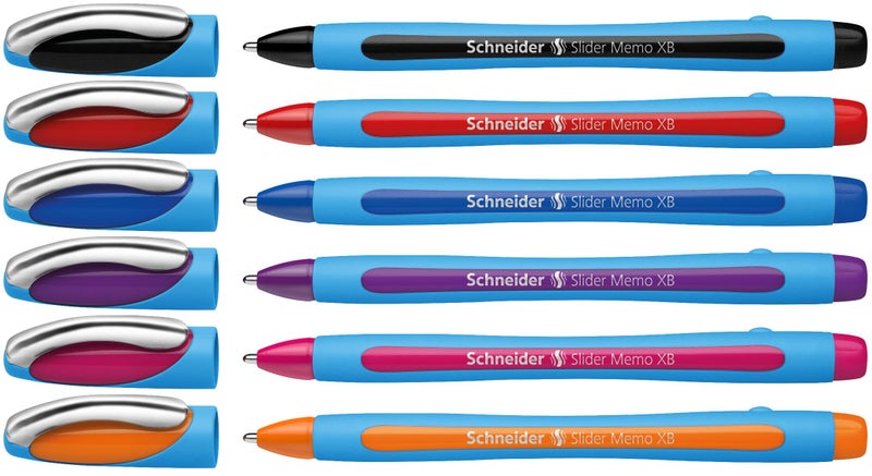 Schneider قلم حبر جاف شneider سلايدر ميمو XB، ألوان متنوعة، عبوة من 6 (150296) - Image 1