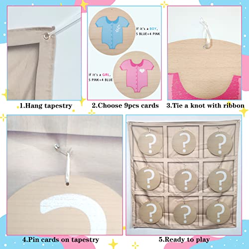 Senfaro Gender Reveal Tic Tac Toe Board Game, Gender Reveal Games Tic-Tac-Toe for He or She, Baby Gender Reveal Ideas Party Supplies, Boy Girl Sign, Baby Shower Gender Reveal Decoration kit - Image 3
