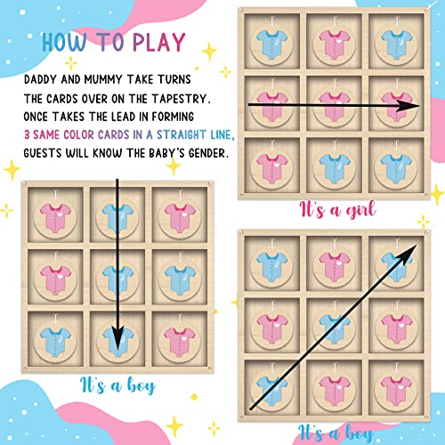 Senfaro Gender Reveal Tic Tac Toe Board Game, Gender Reveal Games Tic-Tac-Toe for He or She, Baby Gender Reveal Ideas Party Supplies, Boy Girl Sign, Baby Shower Gender Reveal Decoration kit - Image 4