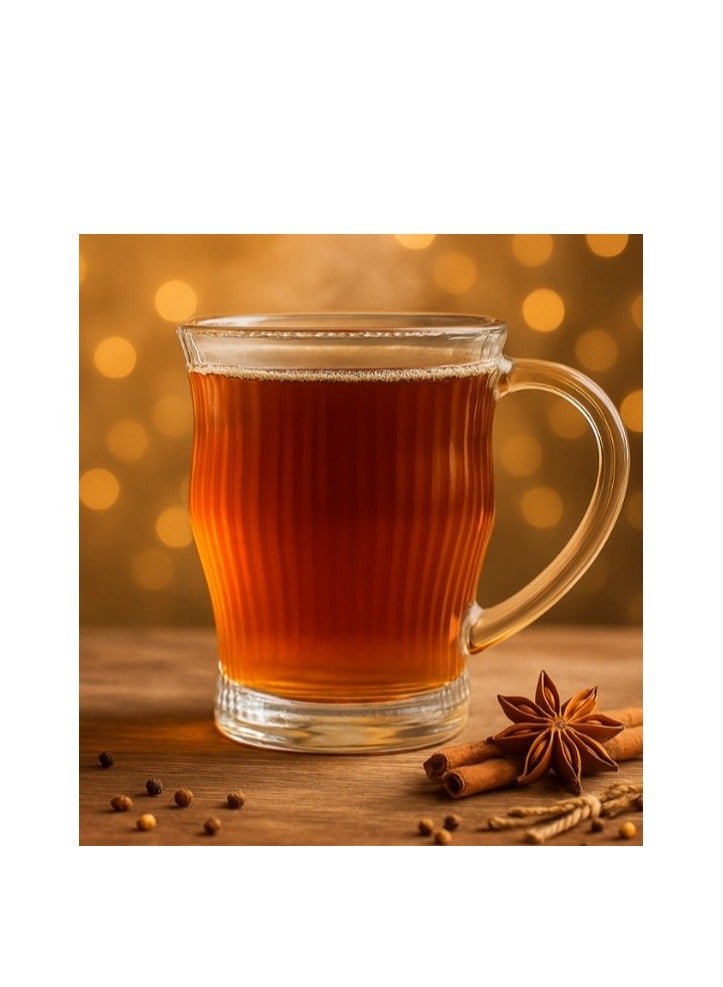 مج شاي زجاجي مضلع شفاف بمقبض – كوب أنيق مقاوم للحرارة للمشروبات الساخنة، تصميم مميز للاستخدام في المنزل أو المكتب، سعة 250 مل - Image 2