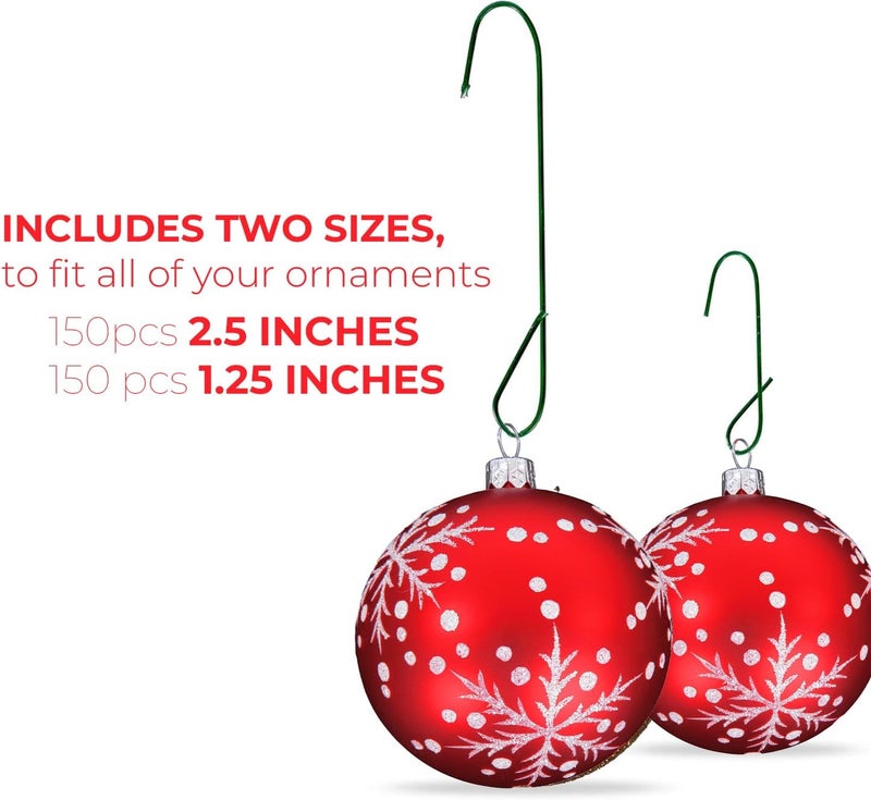 Regent 300 Count Green Holiday Ornament Hooks - 150 Pieces of 2.5 Inch and 150 Pieces of 1.25 Inch - Image 2