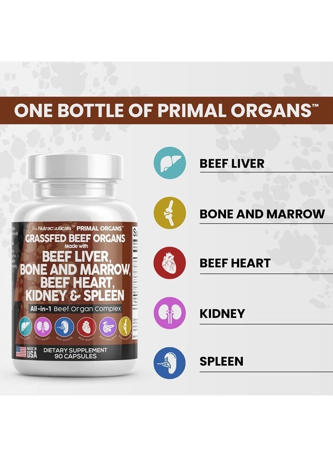 Clean Nutraceuticals - Grass Fed Beef Liver Capsules 3000mg - Premium Quality Supplement Packed with Desiccated, Beef Heart, Beef Spleen, Beef Pancreas Plus Bone & Marrow Dao Enzyme Pills - USA Made - Image 1