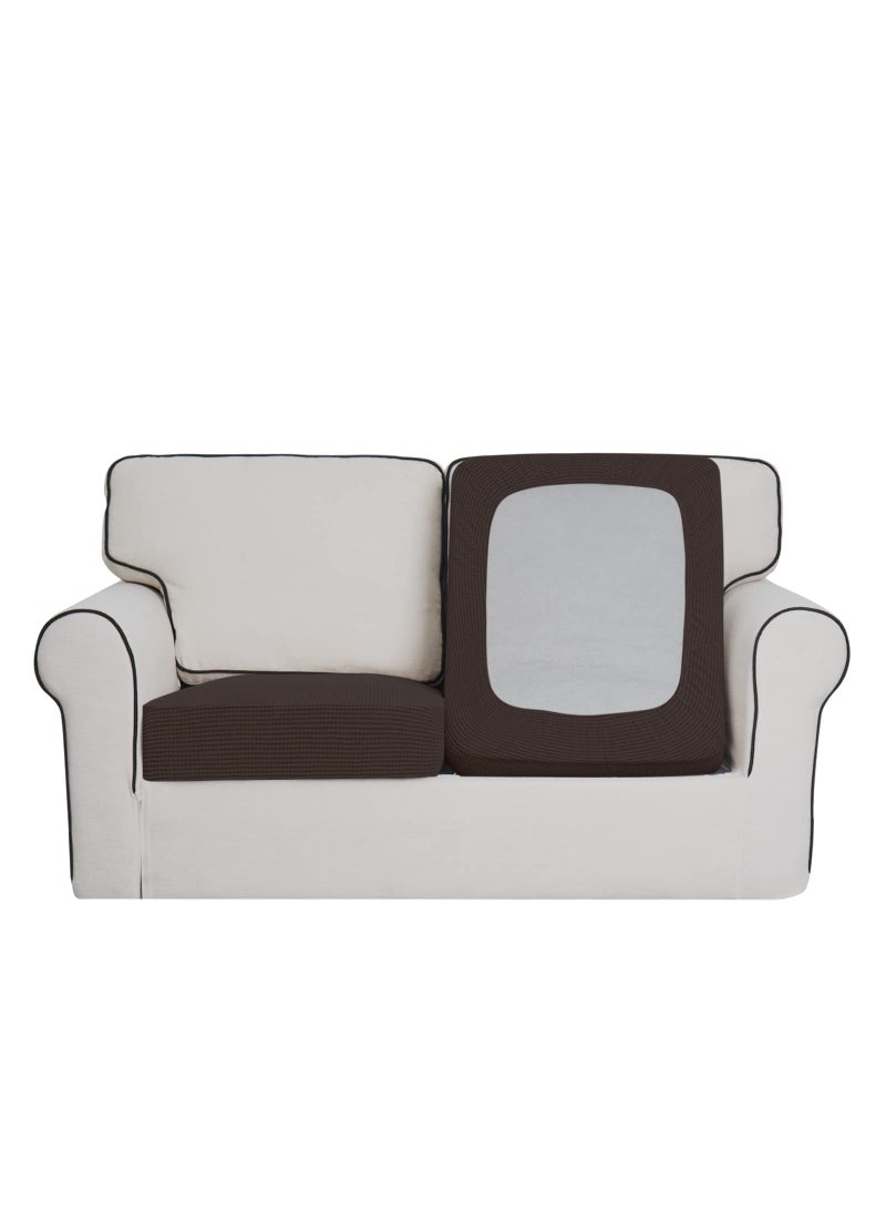 Easy-Going EasyGoing Stretch Individual Loveseat Couch Cushion Cover Sofa Cushion Furniture Protector Sofa slipcover Soft Flexibility with Elastic Bottom 2Piece Loveseat Cushion Cover Chocolate 
