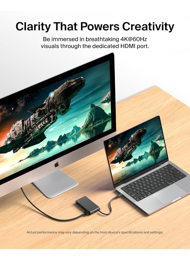 بيلكين محور USB-C، محور 5 منافذ مع عرض 4K HDMI @ 60Hz، توصيل طاقة 100W، نقل بيانات سريع 10Gbps، محول متعدد المنافذ USB-C - متوافق مع MacBook و iPad Pro و Chromebook والمزيد - Image 4