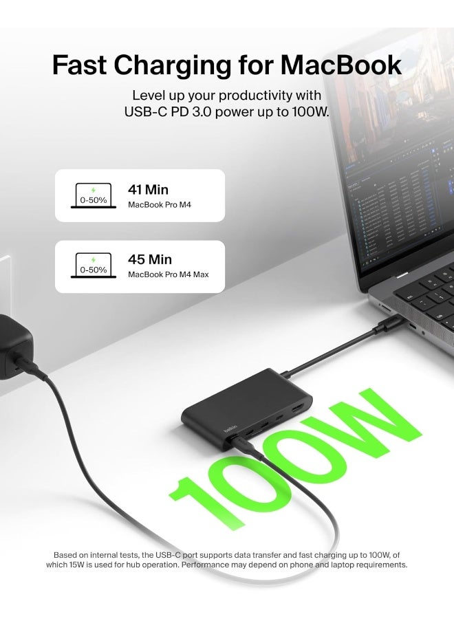 بيلكين محور USB-C، محور 5 منافذ مع عرض 4K HDMI @ 60Hz، توصيل طاقة 100W، نقل بيانات سريع 10Gbps، محول متعدد المنافذ USB-C - متوافق مع MacBook و iPad Pro و Chromebook والمزيد - Image 5