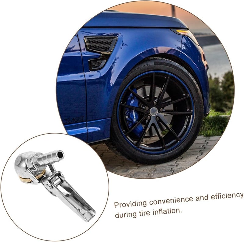 ملحق نفخ الإطارات الفضي بقفل خرطوم الهواء، قطعتان للسيارات بتصميم خفيف الوزن - Image 5