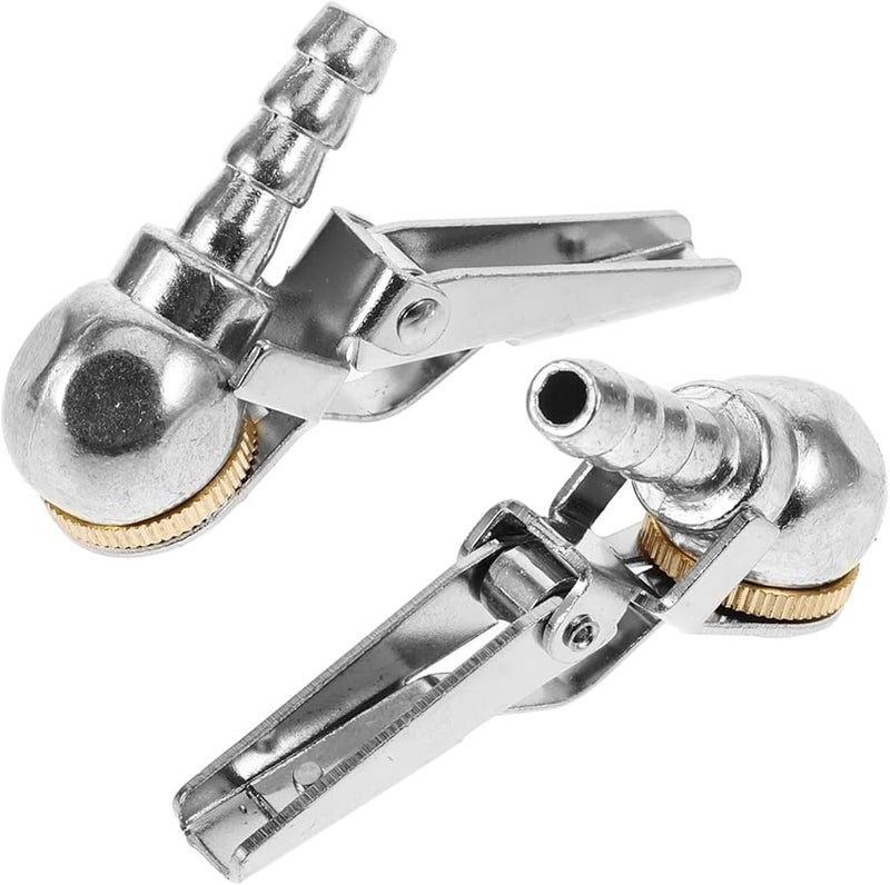 ملحق نفخ الإطارات الفضي بقفل خرطوم الهواء، قطعتان للسيارات بتصميم خفيف الوزن - Image 2