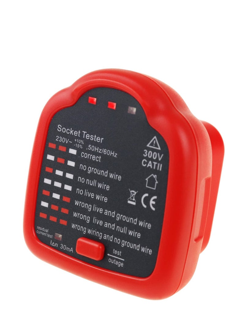 SYOSI Socket Tester ,Voltage Power line Indicator and Receptacle Tester with Ground Fault Circuit Interrupter (GFCI) ,Examination Detects Common Wiring Problems No Battery Required Electrical Tool - Image 1