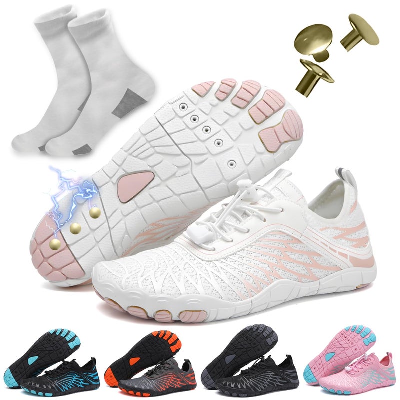ELETON Grounding Shoes with Copper Grounded Footwears Sneakers(White 10Women/8.5Men) - Image 1