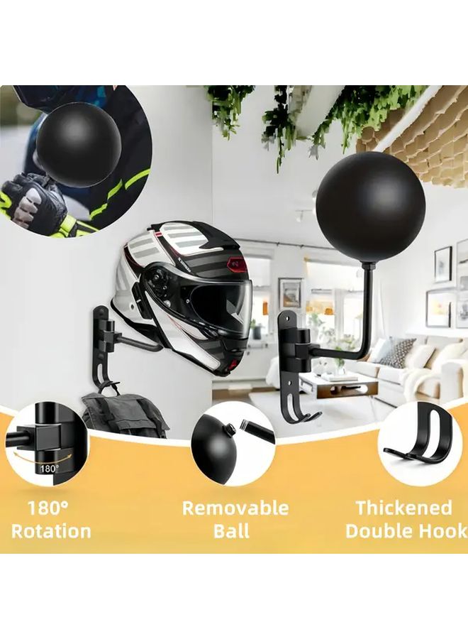 Heavy Duty Motorcycle Helmet Stand Athens Black With Hook Aluminum Alloy Garage Organizer Compact Storage Space Saving Easy Installation Durable Display Rack For ATV Owners Commercial Home Use - Image 4