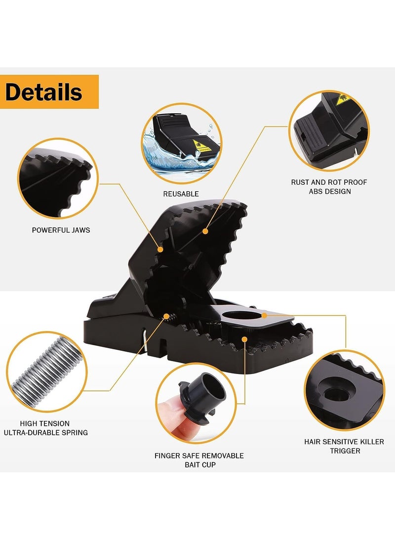 Rat Trap 6 Pack and Mouse Traps 6 Pack Indoor Home Traps for Mice Rats Chipmunks,Instant Kill Rodent Zapper with Pet Safe Trigger, Black, Large & Rat Trap, Large Mouse Traps, Mouse Traps - Image 4