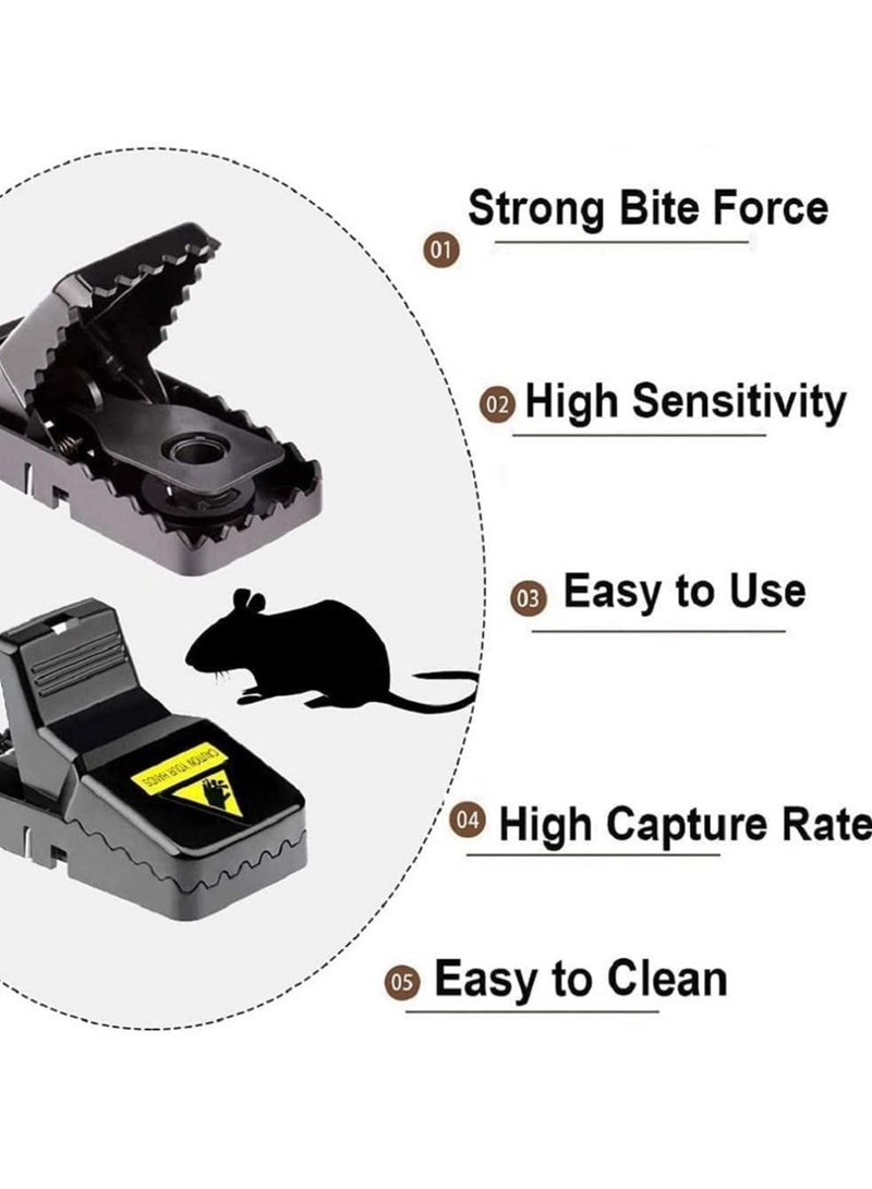 Rat Trap 6 Pack and Mouse Traps 6 Pack Indoor Home Traps for Mice Rats Chipmunks,Instant Kill Rodent Zapper with Pet Safe Trigger, Black, Large & Rat Trap, Large Mouse Traps, Mouse Traps - Image 5