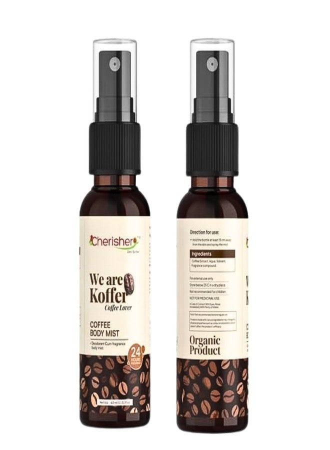 Cherisher Coffee Lover Body Mist (60ml) | 24 Hour Freshness & Hydration | For Men & Women | Long Lasting And Lightweight | Refreshing - Image 1
