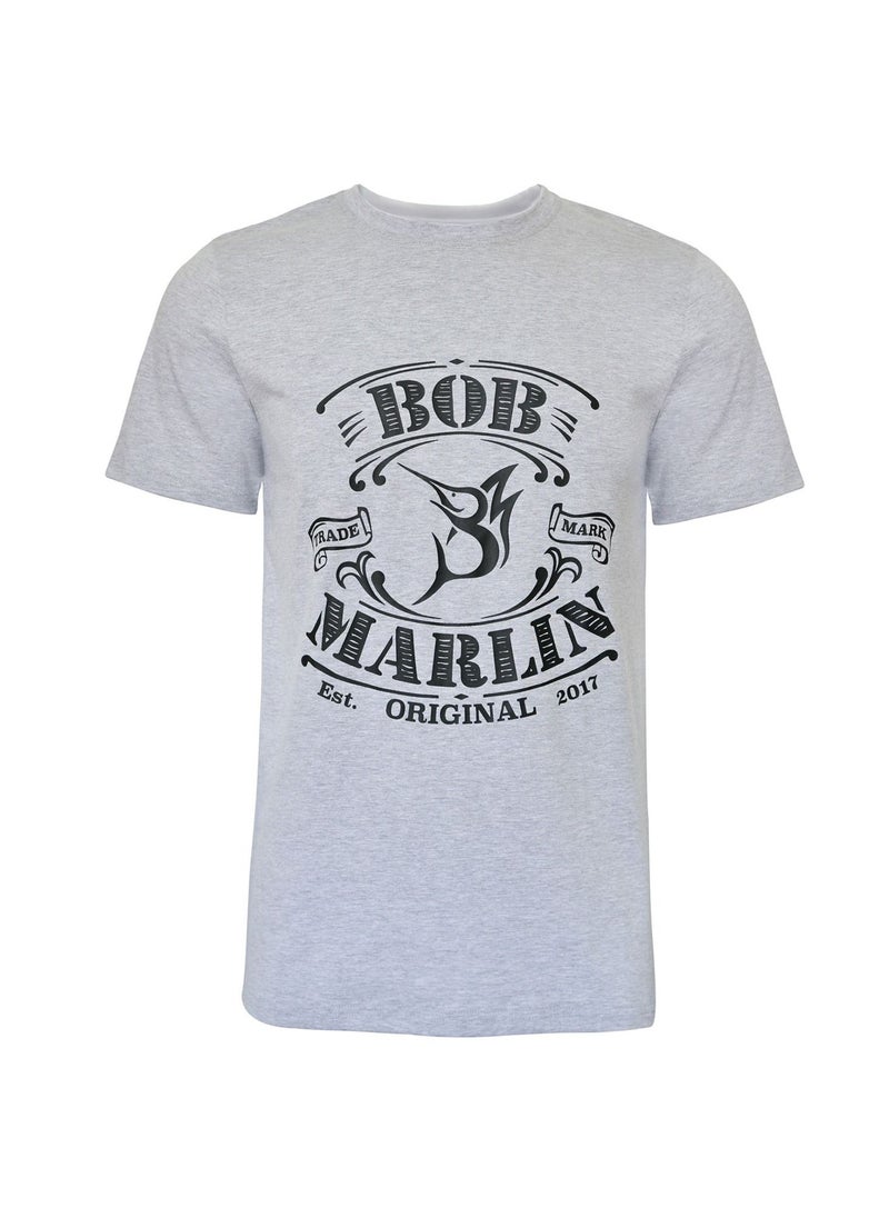 BOB MARLIN Marlin Premium Tshirt One Love For Fishing Vintage Grey  - Image 1