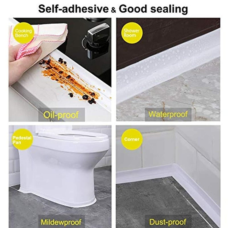 H&HGOLDI 2 Pcs Waterproof Tape for Kitchen Sink Oil Proof Caulk Kitchen Sink Tape Waterproof for Corner Caulk Self Adhesive Sealing Tape Gap Sealer for Platform Bathroom(Multi Print) - Image 5