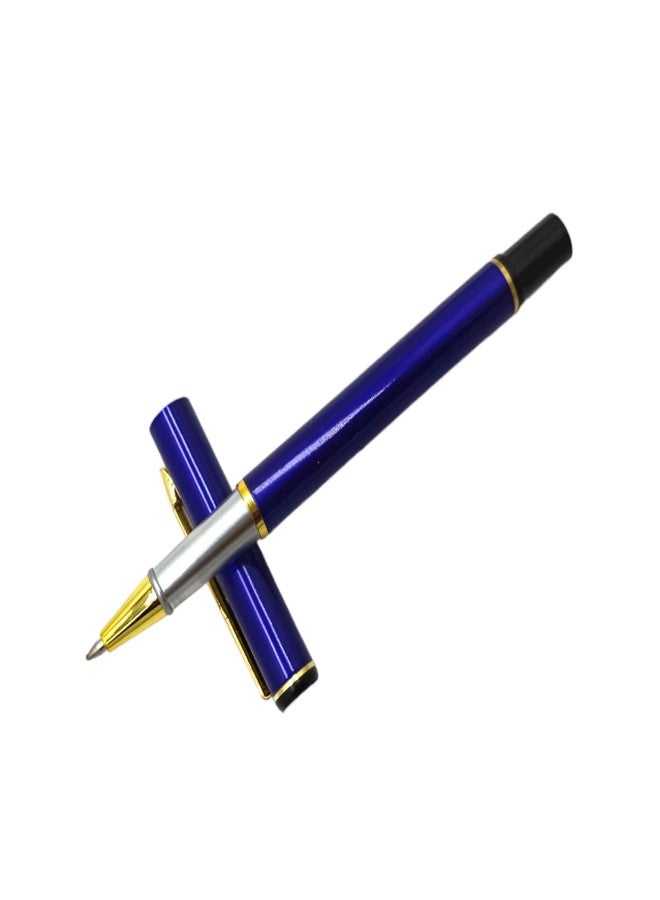auteur Executive 801 Blue Roller Ball Pen Metal Body Designer Gold Plated Clip Best Student Pen Gift Set For Men & Women Professional Executive Office, Nice Pens (Pack of 2, Blue Ink) - Image 3