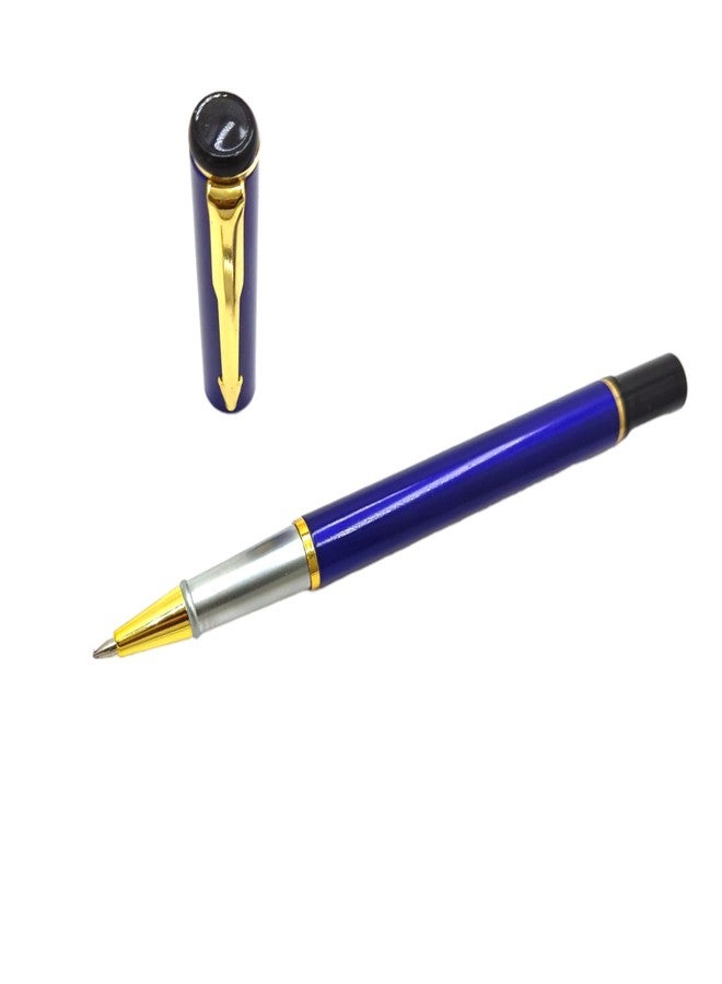 auteur Executive 801 Blue Roller Ball Pen Metal Body Designer Gold Plated Clip Best Student Pen Gift Set For Men & Women Professional Executive Office, Nice Pens (Pack of 2, Blue Ink) - Image 2