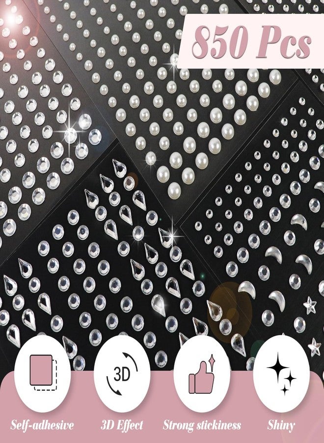 850 Pcs Face Gems, 5 Sheets Gem Stickers, Rhinestones for Clothes, Gems for Crafting, Rhinestone Sticker for DIY, Facial Nail Makeup Decoration - Image 3