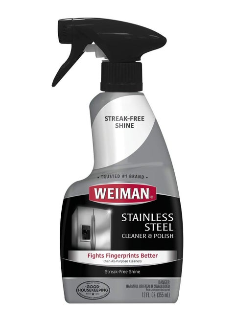 Stainless Steel Cleaner and Polish Trigger Spray - Protects Against Fingerprints and Leaves a Streak-less Shine - 12 Ounce