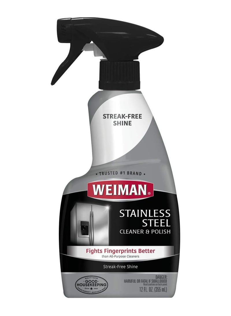 Stainless Steel Cleaner and Polish Trigger Spray - Protects Against Fingerprints and Leaves a Streak-less Shine - 12 Ounce