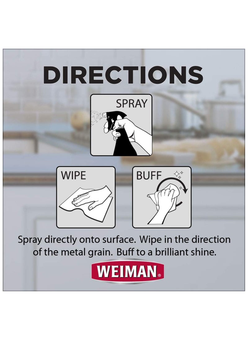 Stainless Steel Cleaner and Polish Trigger Spray - Protects Against Fingerprints and Leaves a Streak-less Shine - 12 Ounce