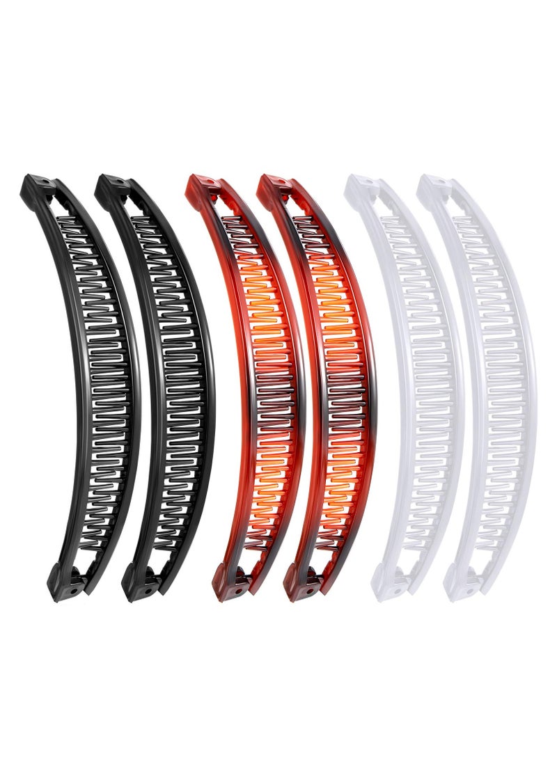 Goolsky مشبك موز - 6 قطع مشابك شعر للنساء ذوات الشعر الرفيع، مشابك ذيل السمكة، أمشاط ذيل السمكة، إكسسوار للشعر الطويل، تصميم كلاسيكي، 3 ألوان (أسود، بني، أبيض) - Image 1