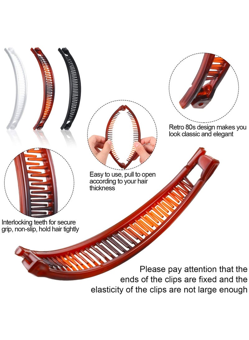 Goolsky مشبك موز - 6 قطع مشابك شعر للنساء ذوات الشعر الرفيع، مشابك ذيل السمكة، أمشاط ذيل السمكة، إكسسوار للشعر الطويل، تصميم كلاسيكي، 3 ألوان (أسود، بني، أبيض) - Image 4