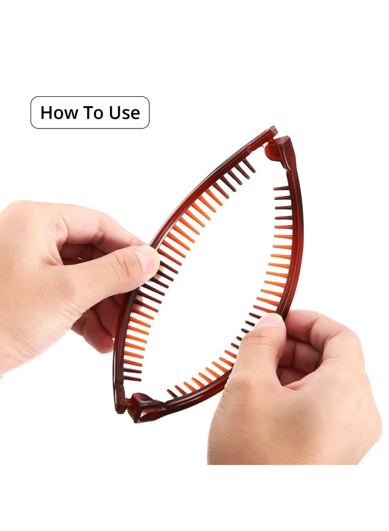 Goolsky مشبك موز - 6 قطع مشابك شعر للنساء ذوات الشعر الرفيع، مشابك ذيل السمكة، أمشاط ذيل السمكة، إكسسوار للشعر الطويل، تصميم كلاسيكي، 3 ألوان (أسود، بني، أبيض) - Image 5