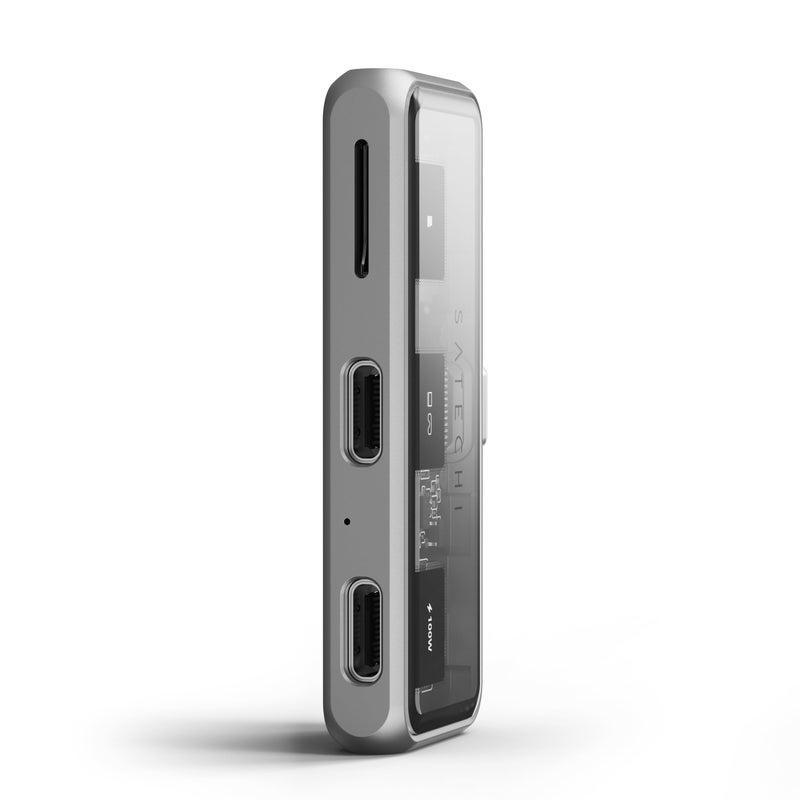 SATECHI Mobile XR Hub w/ microSD Reader | USB-C Adapter, 4K,10Gbps Video Data Support w/ Pass-Thru Charging 100W, for iPhone 16/15 Series, MacBooks/iPad Air/Pro, PCs, XR Glasses, Nintendo Switch - Grey Space Grey - Image 4
