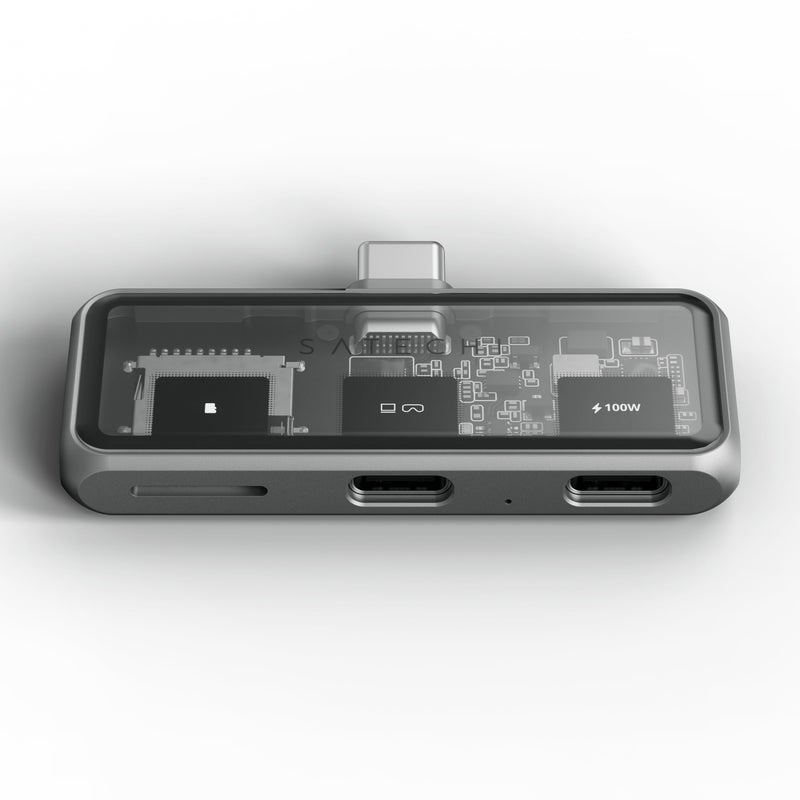 SATECHI Mobile XR Hub w/ microSD Reader | USB-C Adapter, 4K,10Gbps Video Data Support w/ Pass-Thru Charging 100W, for iPhone 16/15 Series, MacBooks/iPad Air/Pro, PCs, XR Glasses, Nintendo Switch - Grey Space Grey - Image 3