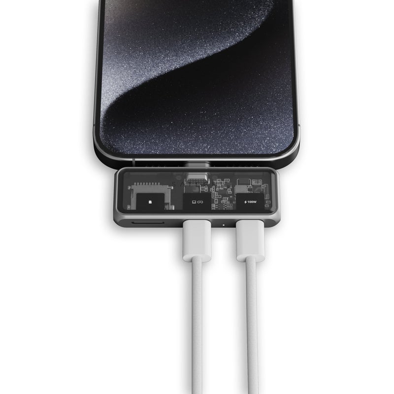 SATECHI Mobile XR Hub w/ microSD Reader | USB-C Adapter, 4K,10Gbps Video Data Support w/ Pass-Thru Charging 100W, for iPhone 16/15 Series, MacBooks/iPad Air/Pro, PCs, XR Glasses, Nintendo Switch - Grey Space Grey - Image 2