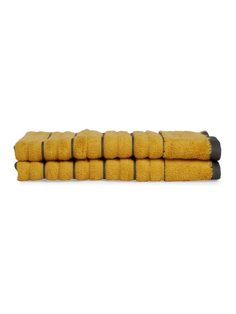 Spaces 100% Cotton Hand Towel Ribbed Texture HIGH Absorbency HIGH LOFT NA(Solid 40CMX60CM)-Mustard/ASH - Image 3