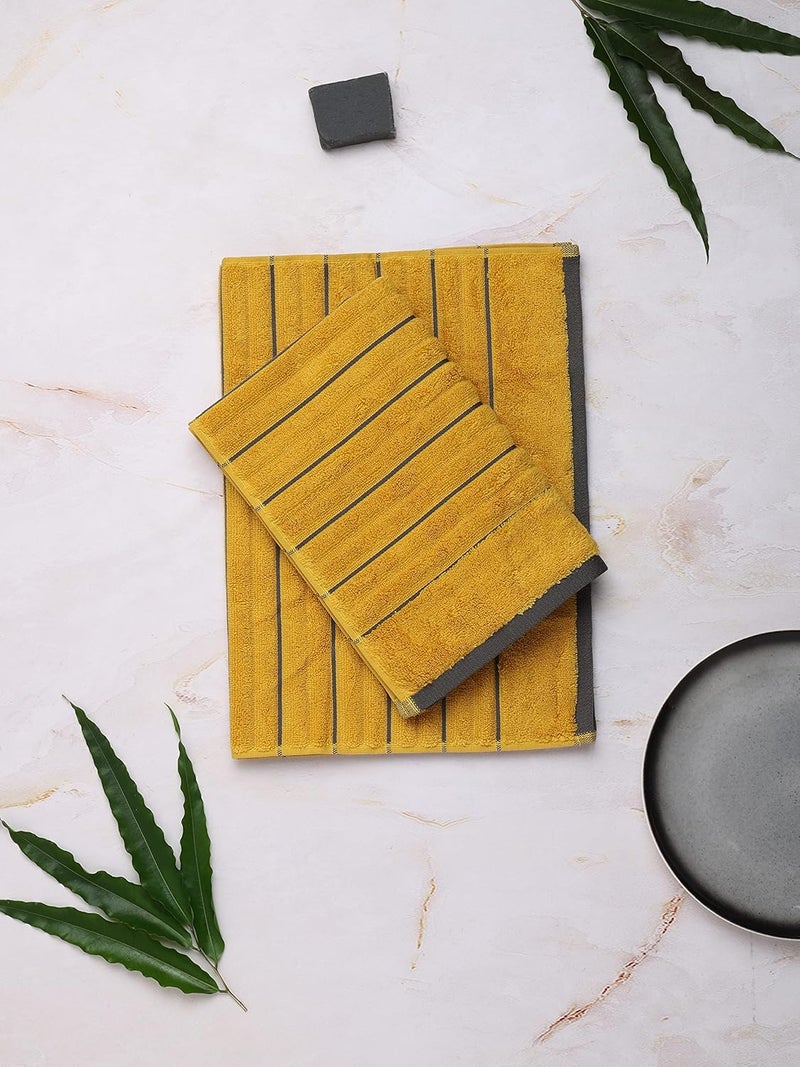 Spaces 100% Cotton Hand Towel Ribbed Texture HIGH Absorbency HIGH LOFT NA(Solid 40CMX60CM)-Mustard/ASH - Image 2