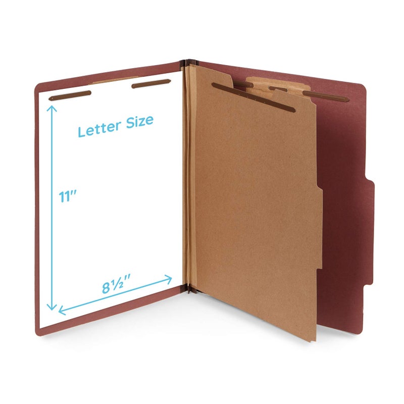Blue Summit Supplies 10 Letter Size Red Classification Folders - 1 Divider - 2 Inch Tyvek Expansions - Durable 2 Prongs Designed to Organize Standard Medical Files, Office Reports - Letter Size, Red Brick Color, 10 Pack - Image 2