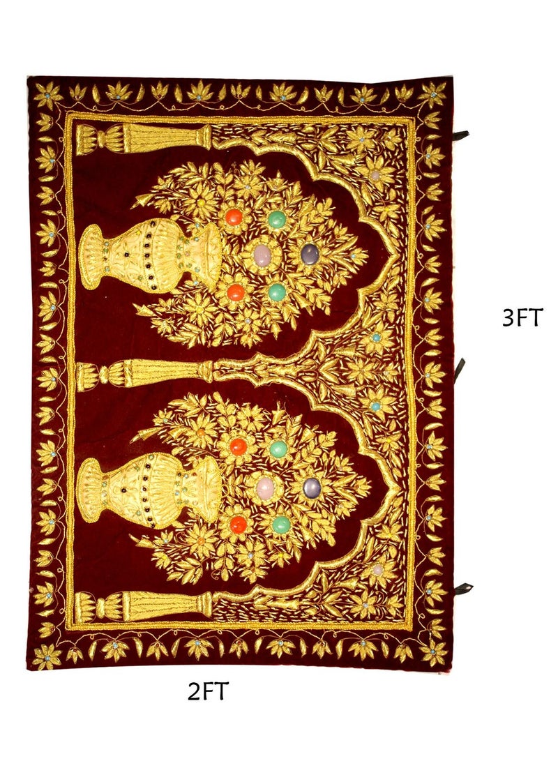 Antique Museum HANDMADE GOLDEN WALL HANGING WITH STONE WORK 2X3 FEET-SSS541  - Image 2