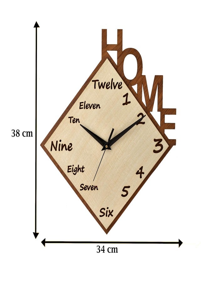 Ingo creation Sweep and Silent Wooden Wall Clock, Wall Clock for Home, Bedroom, Living Room, Big Size, Latest Style (Size 38 cm x 34 cm) - Image 2
