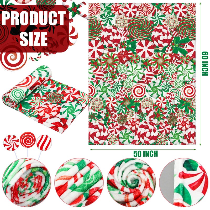 Mindsoft عيد الميلاد بطانية عيد الميلاد كرة منقوشة الكرة حلوى أفخم رمي بطانية دافئة ناعم عيد الميلاد الحفلات الحفلات لسرير غرفة المعيشة الأريكة الأريكة عطلة الشتاء 50 * 60 بوصة - Image 2