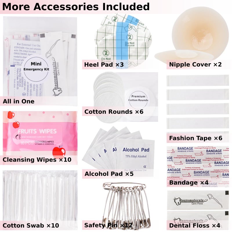 VEAPILS Wedding Day Emergency Kit for Bride, 39 Pc Essential Items for Brides Daily Use Women Wedding Gift, Travel Kit Personal Care Survival Set With Bride Makeup Bag - Wedding Emergency Kit Supplies (White) - Image 3