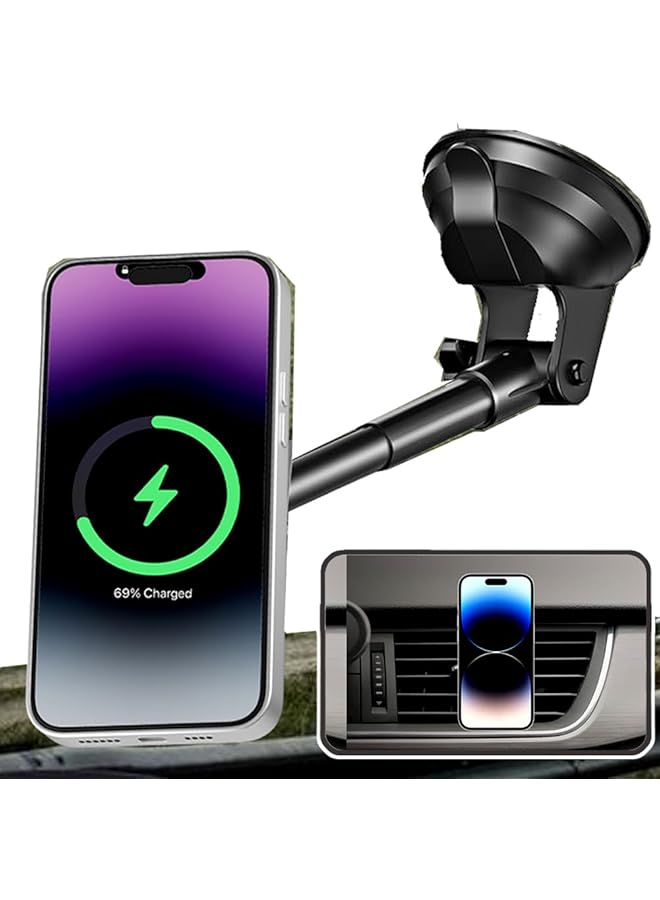 Green Tiger Car Phone Holder 4-in-1 Mobile Holder for Dashboard & Air Vent & Windshield Magnetic Car Mount Accessories for iPhone Car Mount - Image 1
