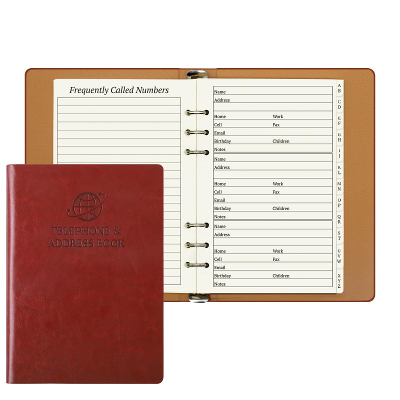 suituts Refillable Address Book with Alphabetical Tabs, 600 Entry Spaces Large Print Contact/Phone Books, PU Leather Hardcover Address Book for Seniors, Elderly - Image 1