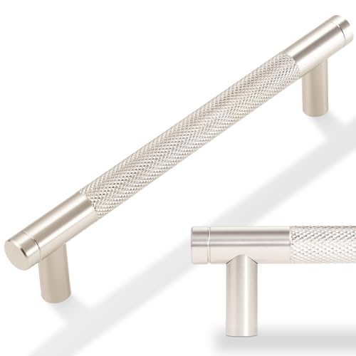 POVEFONK 10 Pack 6516 inch160mm Brushed Satin Nickel Kitchen Cabinet Handles Knurled Cabinet Pulls Drawer Pulls Kitchen Hardware - Image 1
