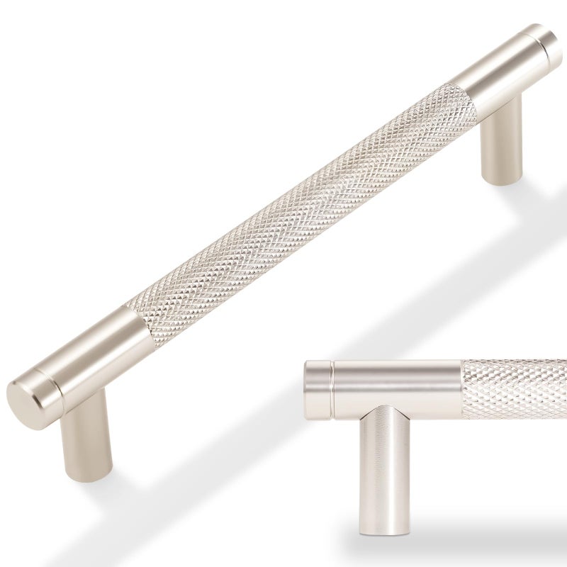 POVEFONK 10 Pack 6516 inch160mm Brushed Satin Nickel Kitchen Cabinet Handles Knurled Cabinet Pulls Drawer Pulls Kitchen Hardware - Image 2