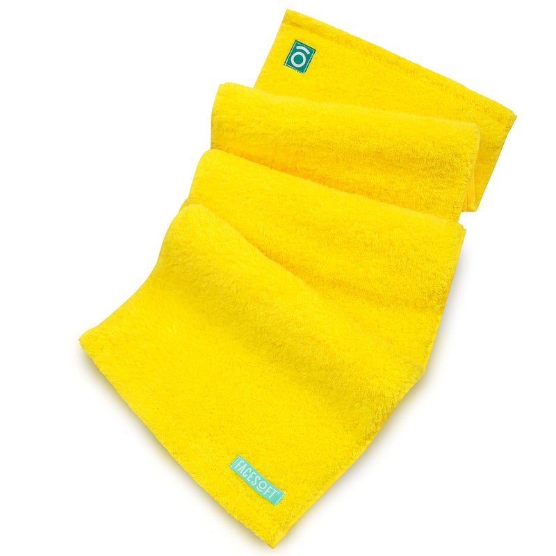 FaceSoft Eco Friendly Gym Towel for Working Out Soft and Absorbent Cotton Exercise Towel No Synthetic Microfibers or Plastics Sweat Towel for Gym Fitness Sports Yoga Yellow 1 Pc
