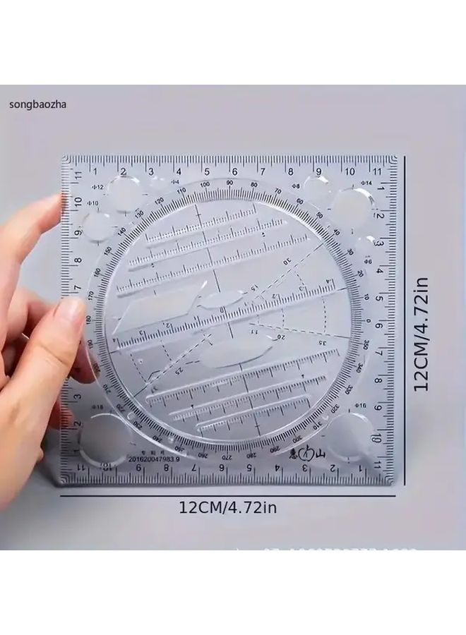 Multifunctional Rotating Geometry Drawing Board 360 Degree Rotatable Protractor Ruler Compass Angle Ruler Circle Templates Blue - Image 3