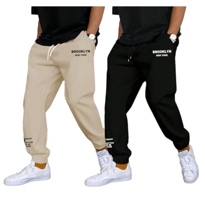 High-rise joggers for men, polyester blend, black, moisture-wicking and stretchy - Image 1