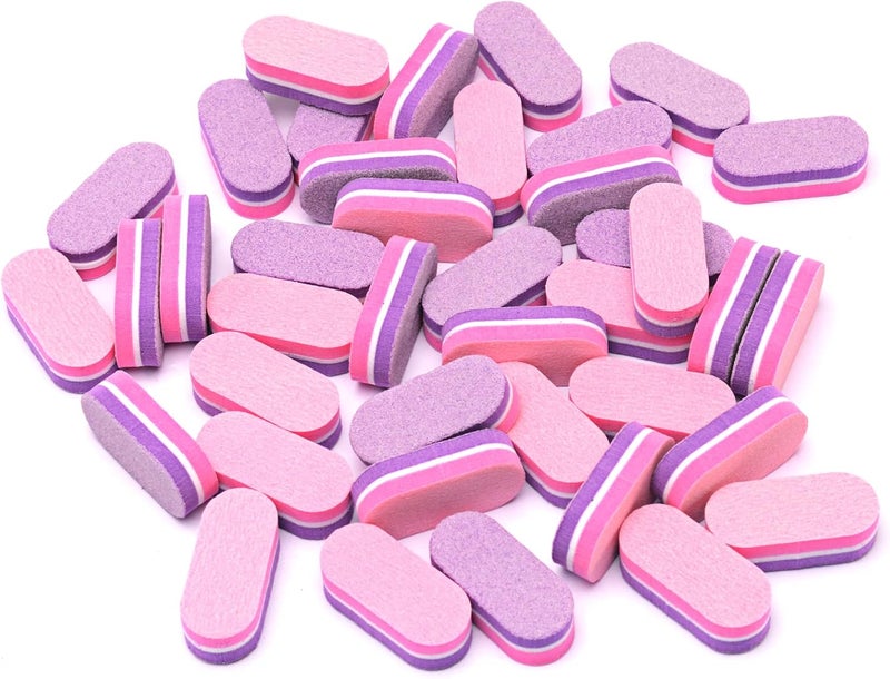 Mini Nail Buffers, 40pc 100/180 Grit Sponge Mini Nail Files Bulk for Acrylic Nails, Buffer Block Nail File,Mini Bulk Nail buffers Double Sided for Manicure Tools - Pink/Purple