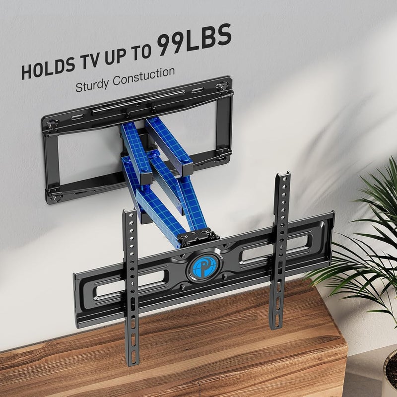 Pipishell Full Motion TV Wall Mount for 26-65 inch TVs up to 99 lbs, TV Mount with Dual Arms, Swivel, Tilt, Max VESA 400x400mm, 3 Bracket Heights, Wall Mount TV Bracket Fits 12â€/16â€ Wood Studs, PIMF4 - Image 3